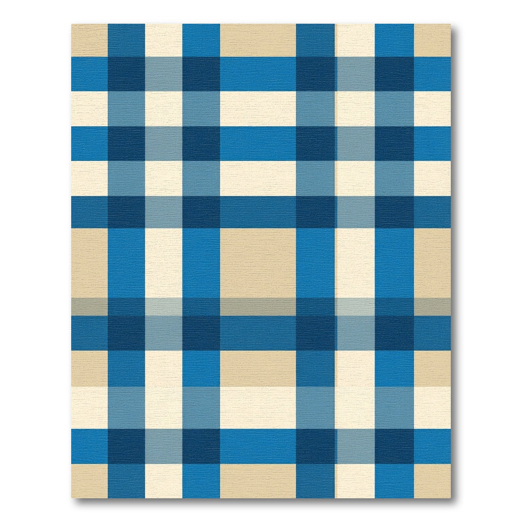 Blue and Cream Plaid Grid Rug