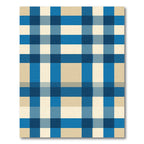 Blue and Cream Plaid Grid Rug