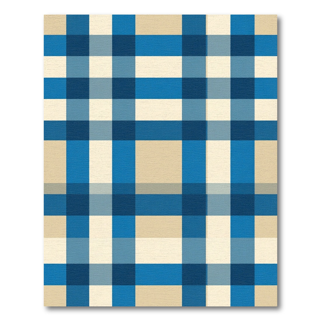 Blue and Cream Plaid Grid Rug
