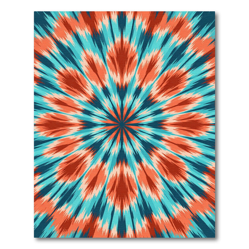 Vibrant Teal Coral Burst Sunburst Rug