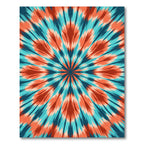 Vibrant Teal Coral Burst Sunburst Rug