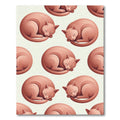 Peach Sleeping Cats Repeating Pattern Rug