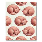 Peach Sleeping Cats Repeating Pattern Rug