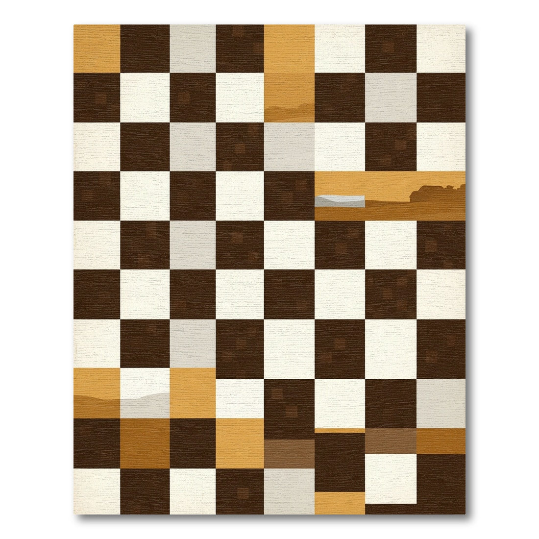 Contemporary Earth Tone Geometric Grid Rug