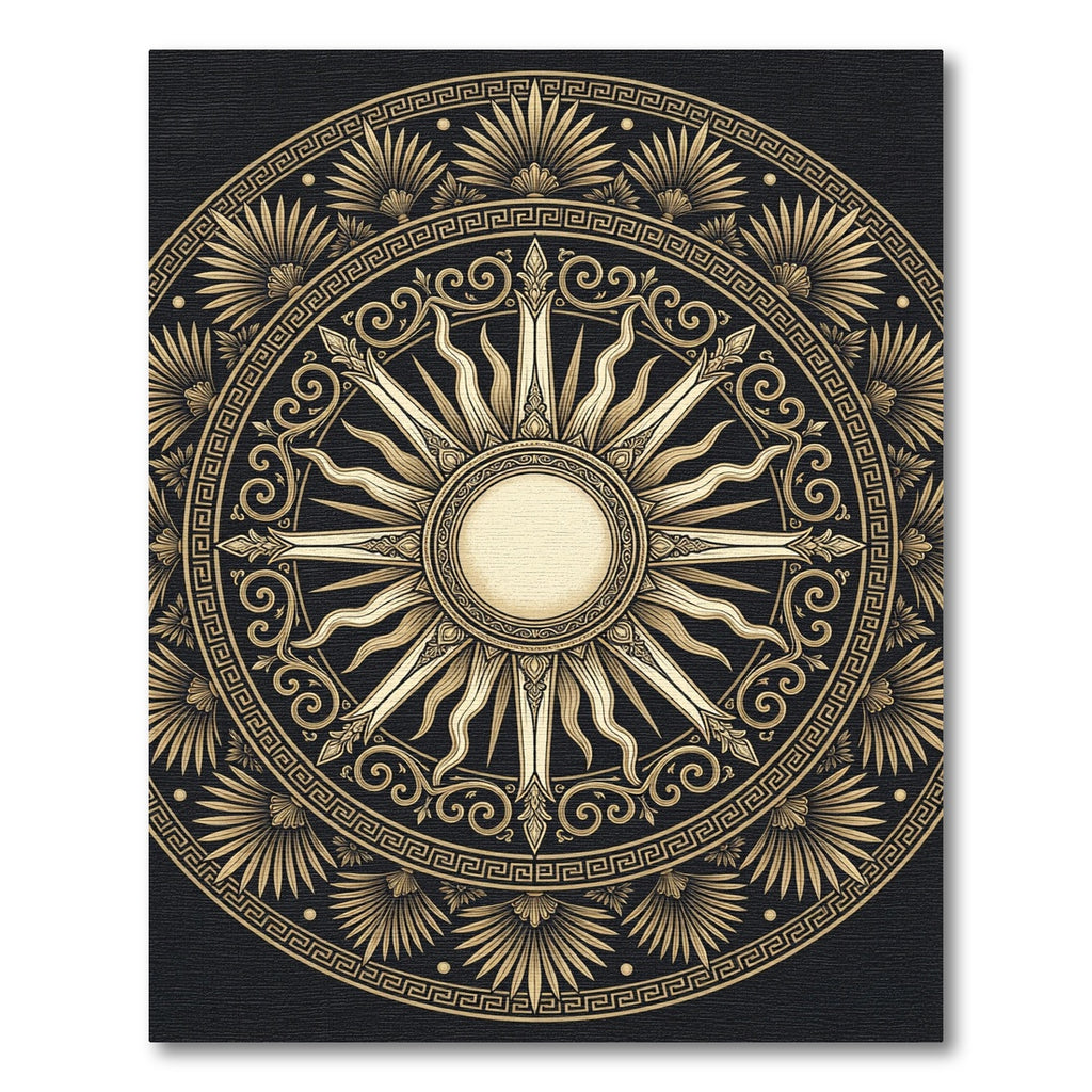 Golden Sunburst Medallion Greco Roman Rug