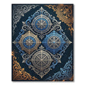 Elegant Blue Golden Ornate Medallion Rug