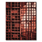 Rustic Crimson Grunge Window Grill Rug