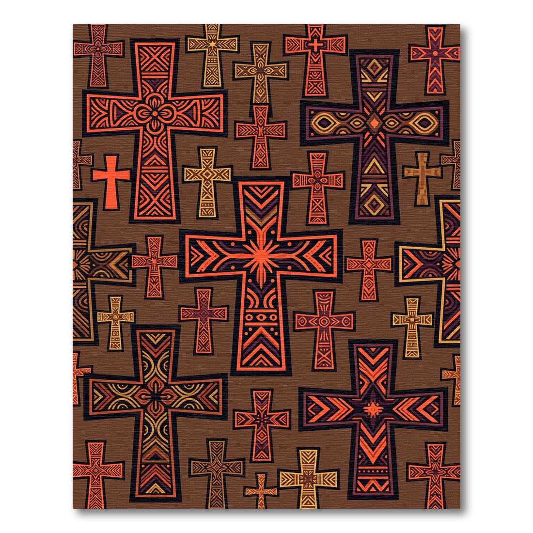 Earthy Spice Geometric Sacred Crosses Rug
