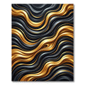Modern Black and Gold Fluid Waves Rug