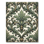 Sage Green Baroque Acanthus Scroll Medallion Rug