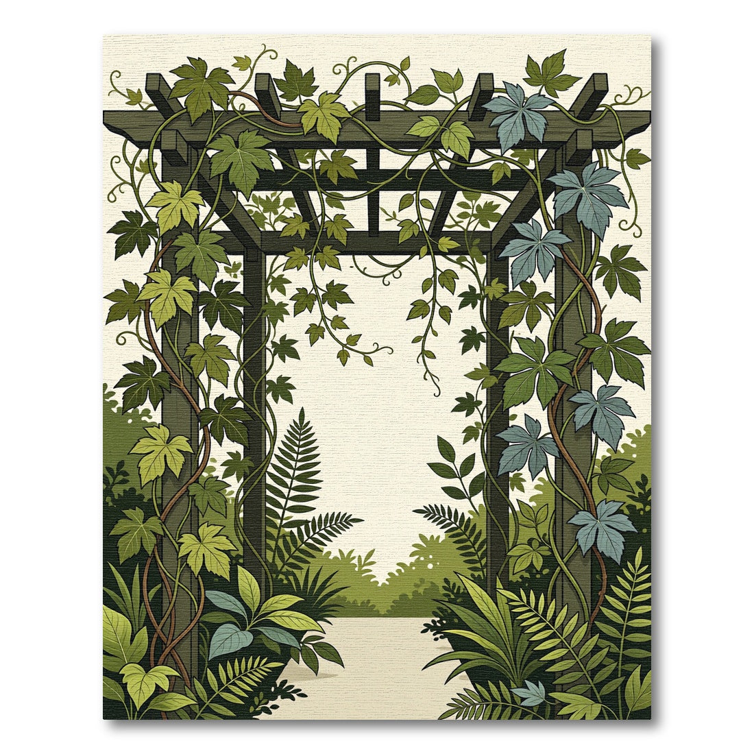 Lush Green Botanical Garden Pergola Rug