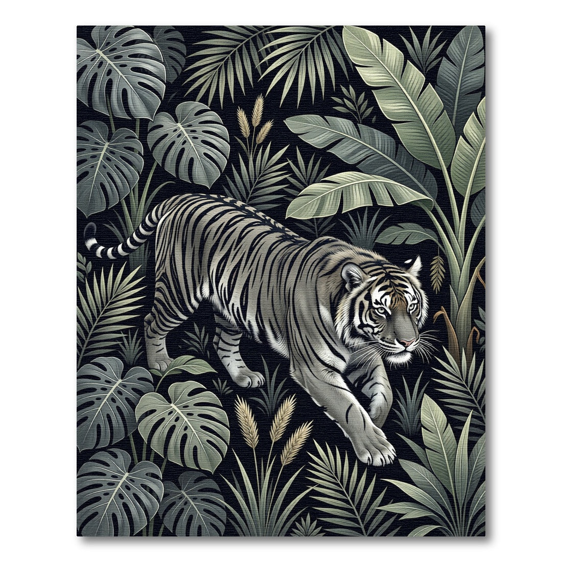 Majestic Tiger Amidst Lush Jungle Foliage Rug