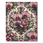 Ornate Romantic Orchid and Peony Scroll Rug
