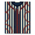 Navy Striped Baseball Stitched Area Rug