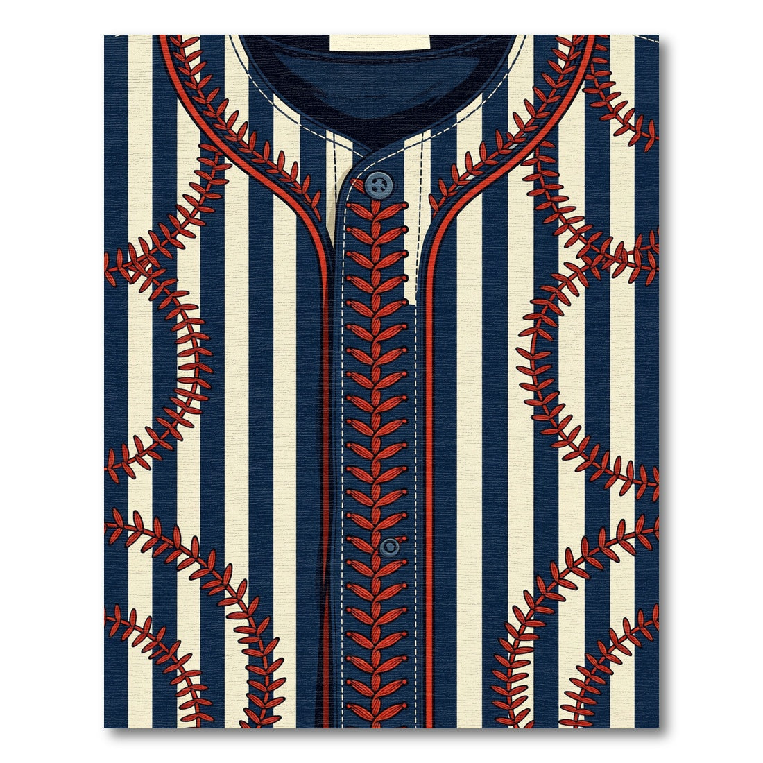 Navy Striped Baseball Stitched Area Rug