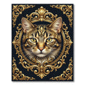 Regal Golden Cat Ornate Frame Rug