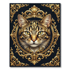 Regal Golden Cat Ornate Frame Rug