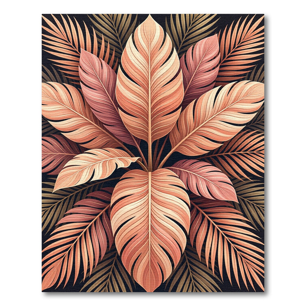 Terracotta Leaf Arrangement Tropical Rug