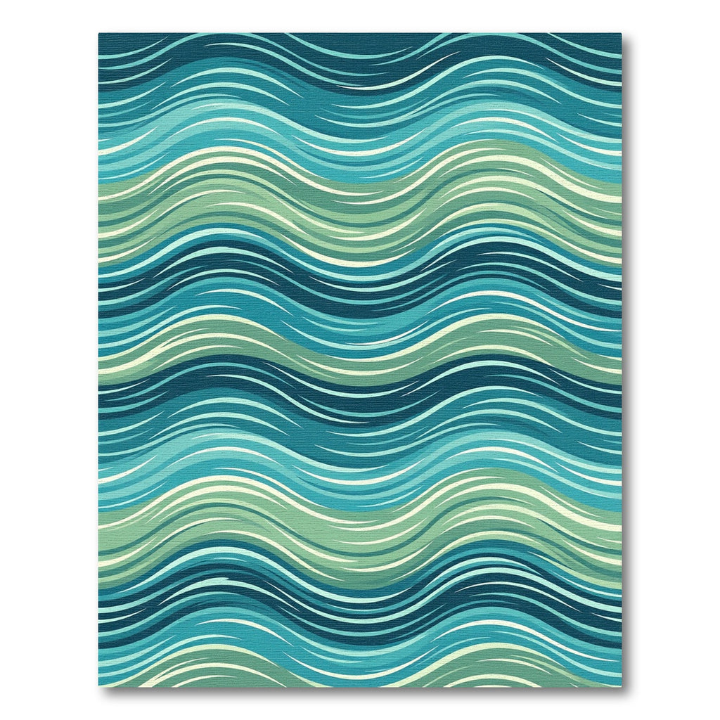 Teal and Sage Wavy Ocean Flow Rug