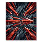 Dynamic Geometric Crimson Arrow Energy Rug