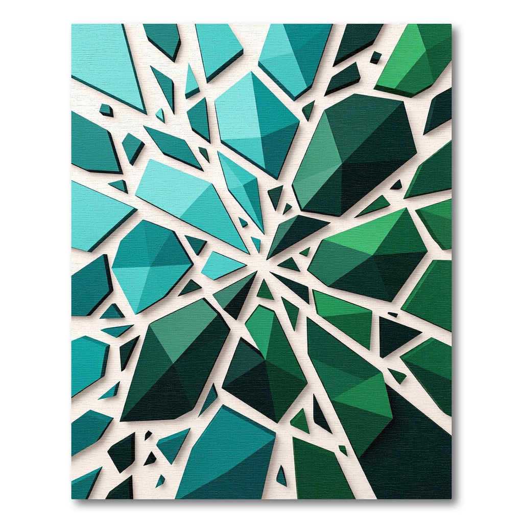 Emerald Geometric Abstract Shards Rug