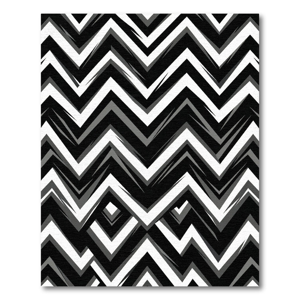 Bold Black White Zigzag Geometry Rug