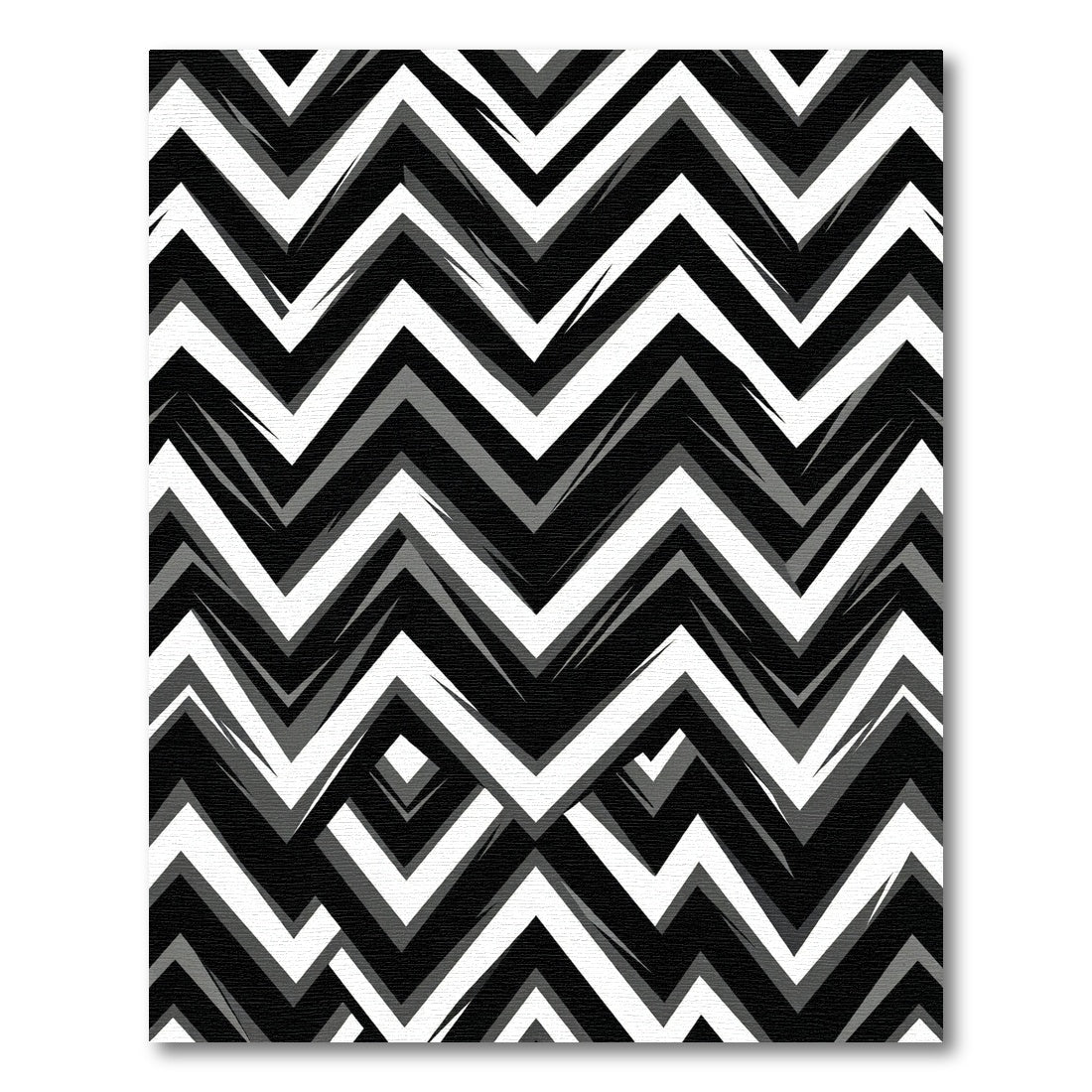 Bold Black White Zigzag Geometry Rug