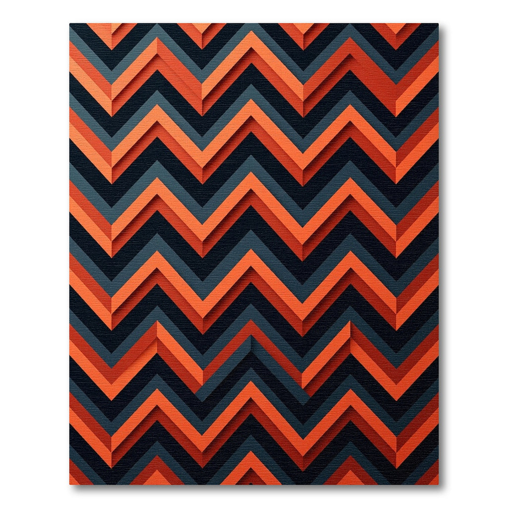 Bold Orange Chevron Layered Rug