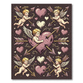 Vintage Cupid Heart Arrow Illustration Rug