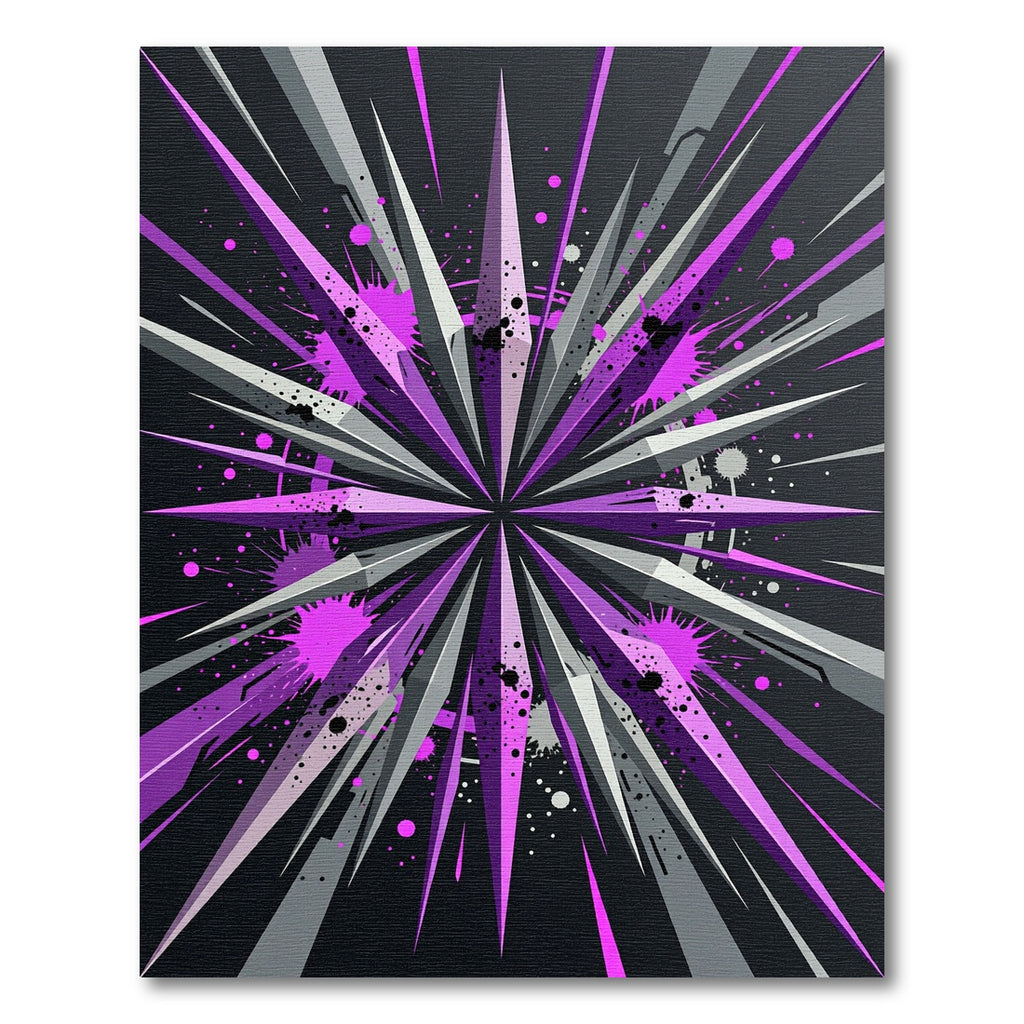 Abstract Geometric Purple Starburst Rug