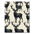 Regal Charcoal Stag Forest Illustration Rug