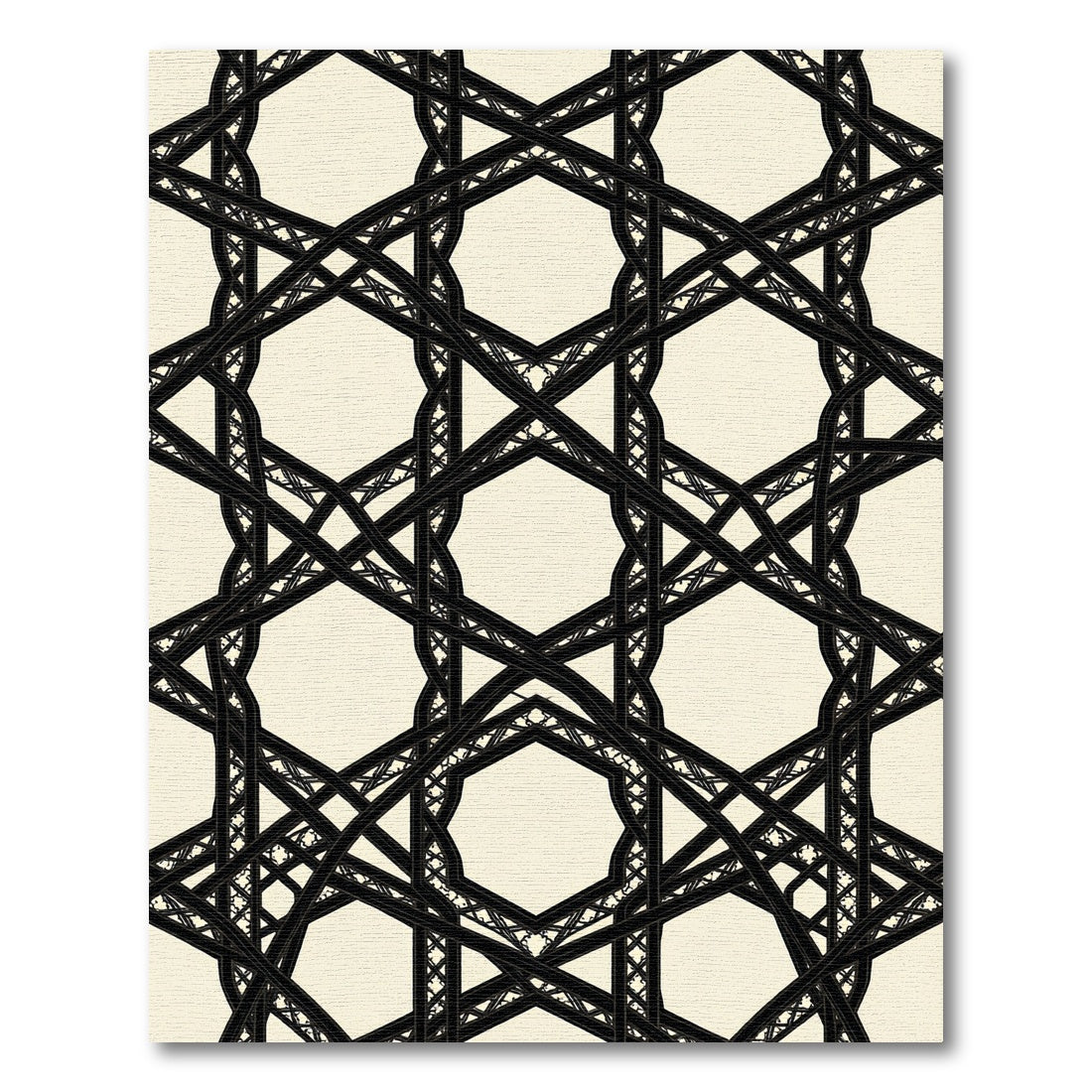 Monochrome Geometric Lattice Interlocking Hexagon Rug