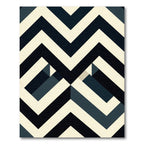 Monochromatic Black and Ivory Geometric Chevron Rug