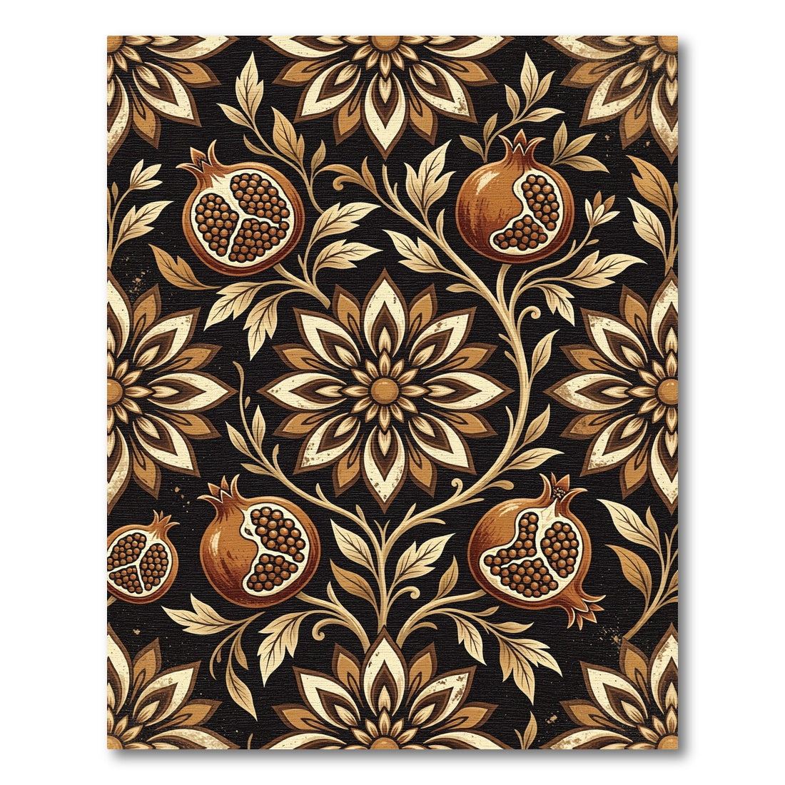 Rich Pomegranate Floral Vine Art Rug