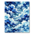 Abstract Indigo Watercolor Storm Cloud Rug
