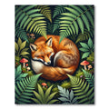Sleeping Red Fox Woodland Fern Rug