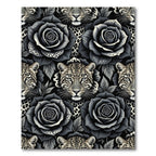 Dark Gray Leopard Rose Collage Rug