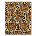 Fierce Leopard Heads Beige Spots Repeating Rug