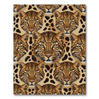 Fierce Leopard Heads Beige Spots Repeating Rug
