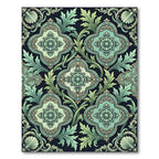 Emerald Green Floral Damask Rug