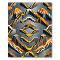 Orange Gray Abstract Geometric Steps Rug