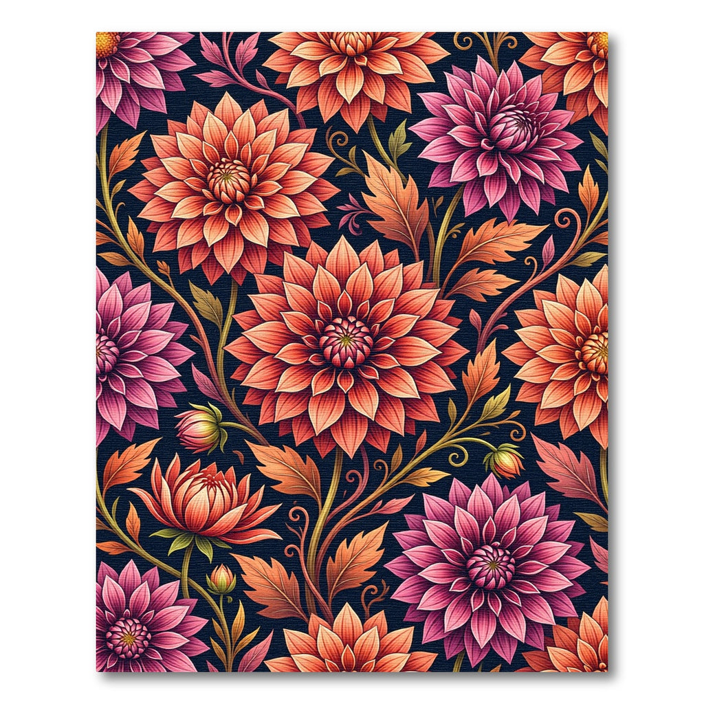 Vibrant Coral Dahlia Botanical Bloom Rug