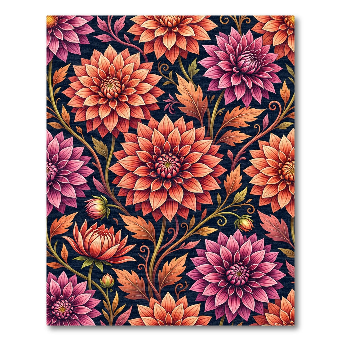 Vibrant Coral Dahlia Botanical Bloom Rug