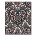 Blush Pink and Charcoal Heart Damask Rug