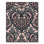 Blush Pink and Charcoal Heart Damask Rug