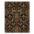 Ornate Gold Fleur de Lis Damask Rug