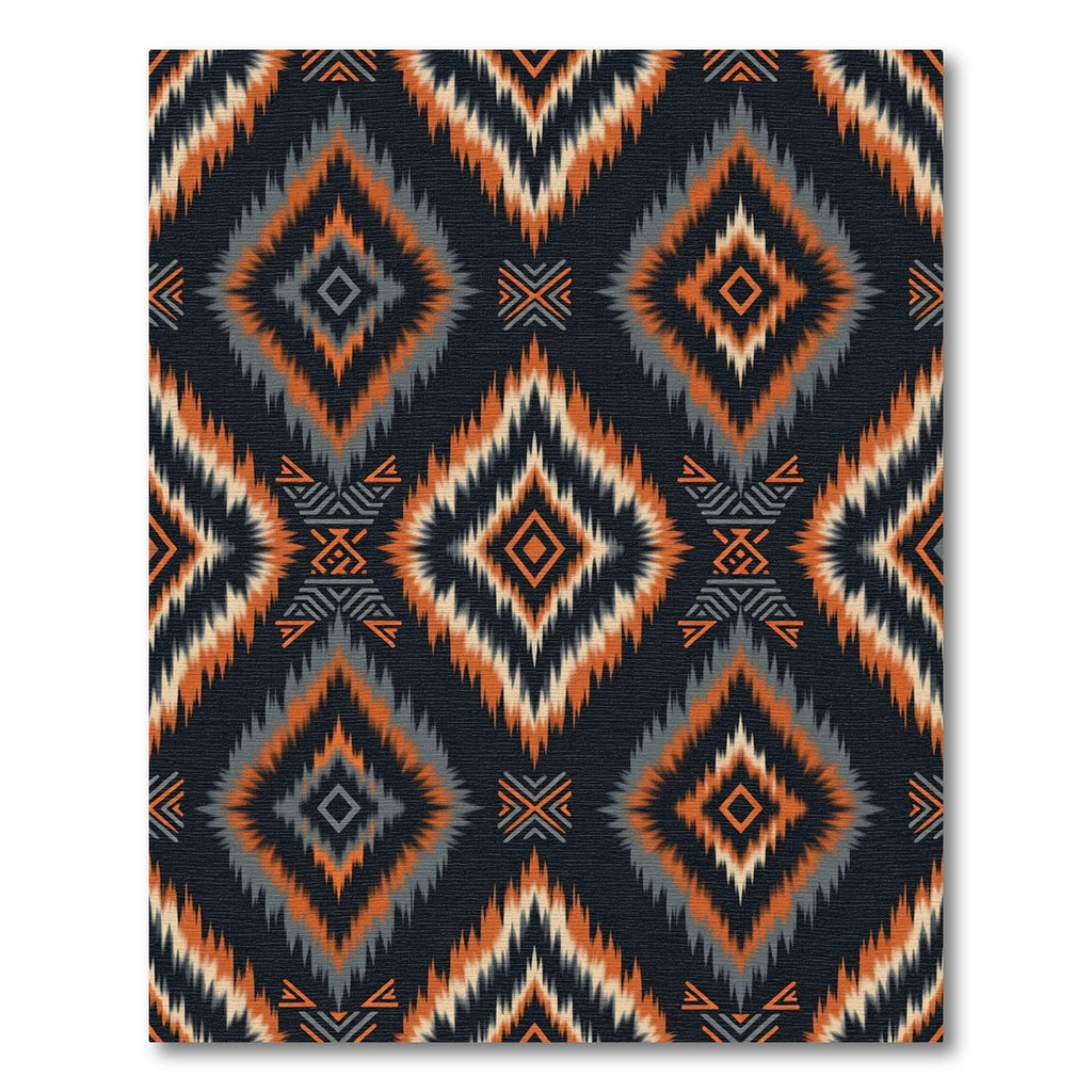Bold Orange Gray Diamond Ikat Rug