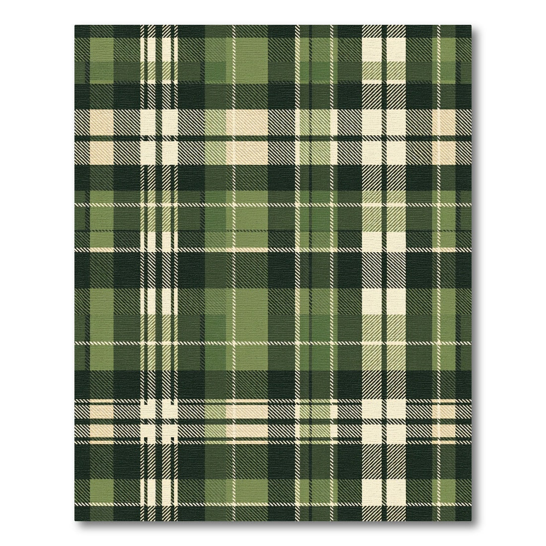 Classic Dark Forest Green Plaid Rug