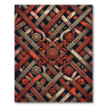 Geometric Crimson Woven Interlocking Lattice Rug