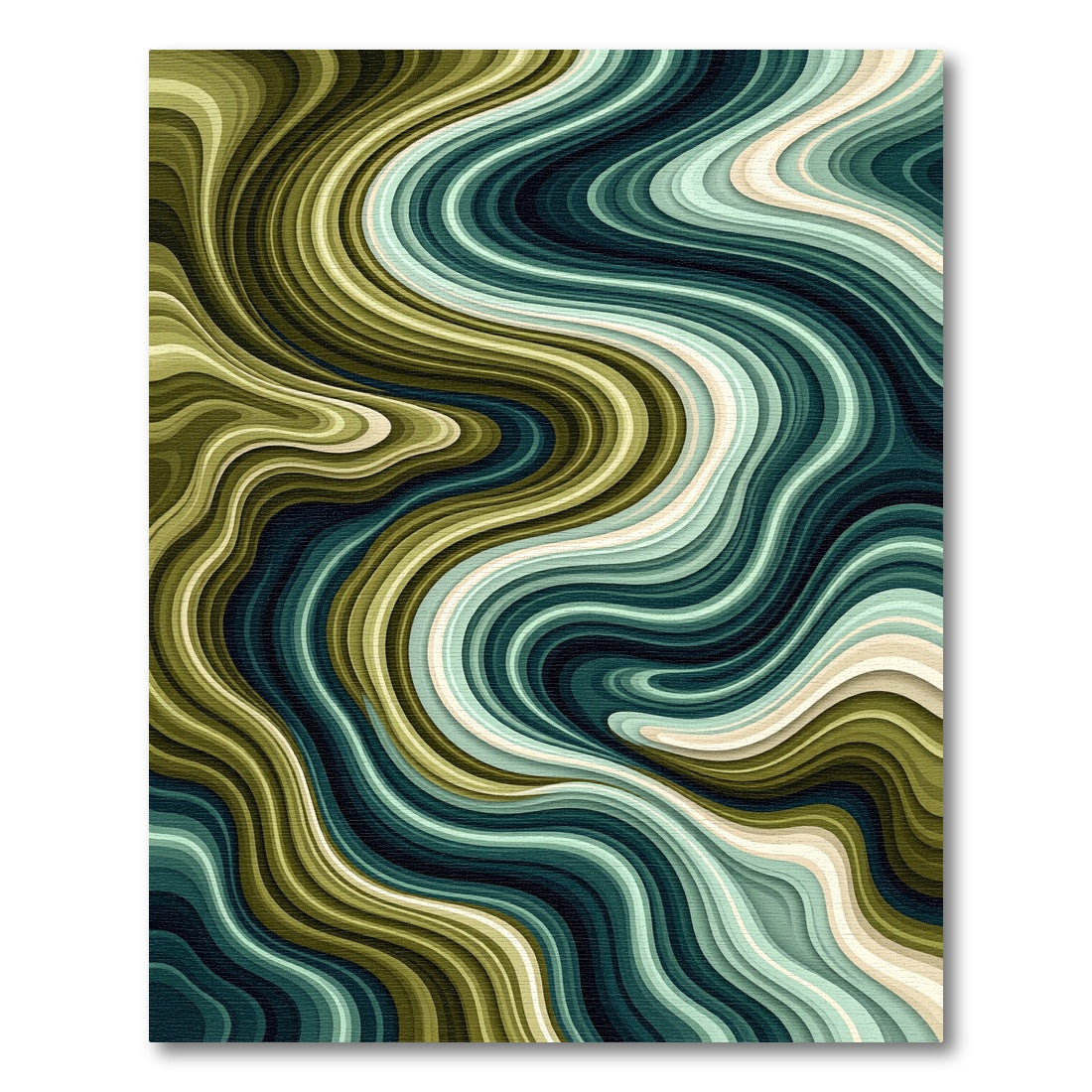 Olive Teal Marble Flow Rug
